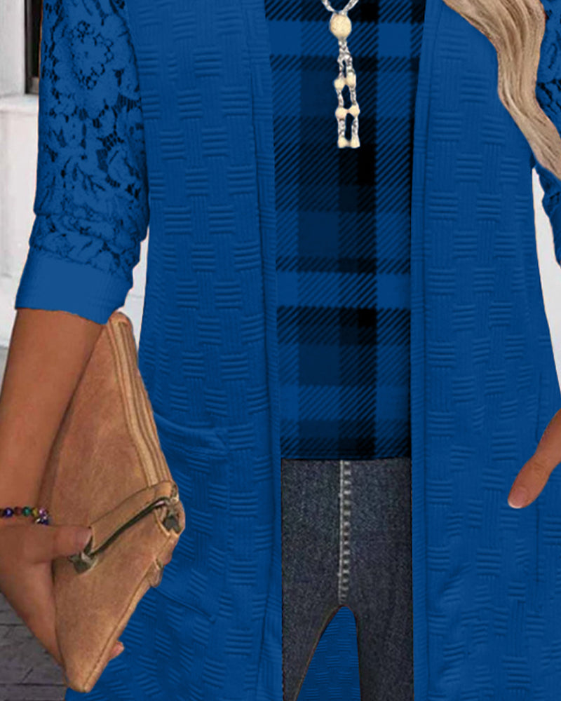 Top Met Faux Twee-Delige Ruitjeslook