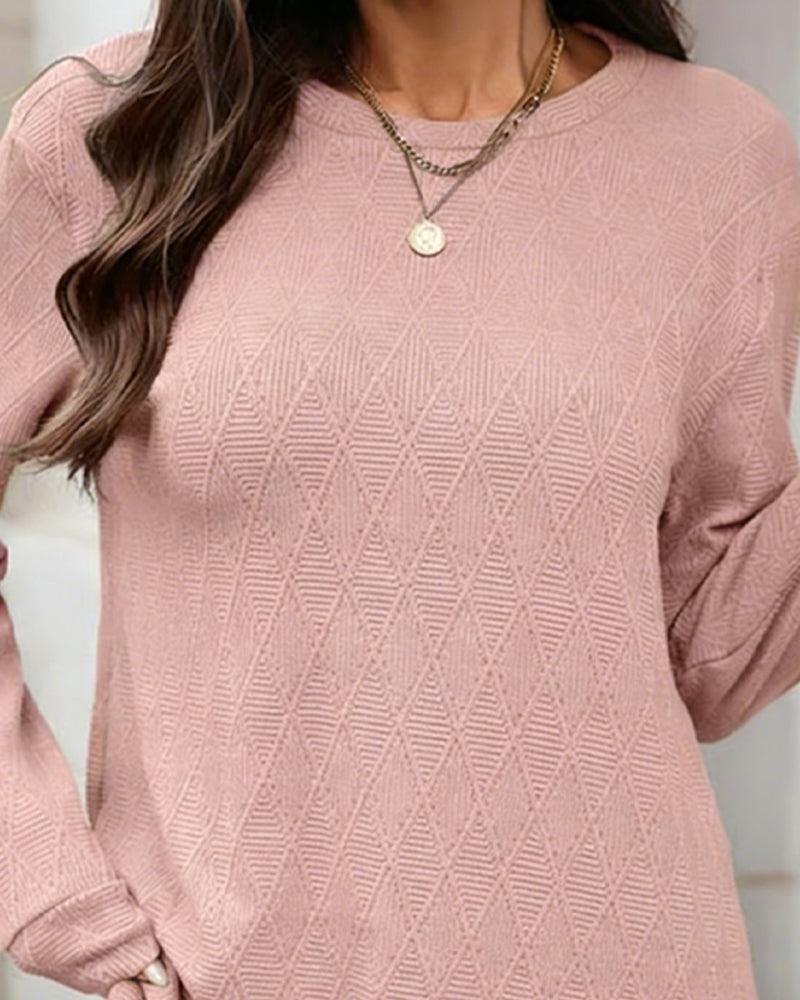 Top Ronde Hals Diamant Jacquard