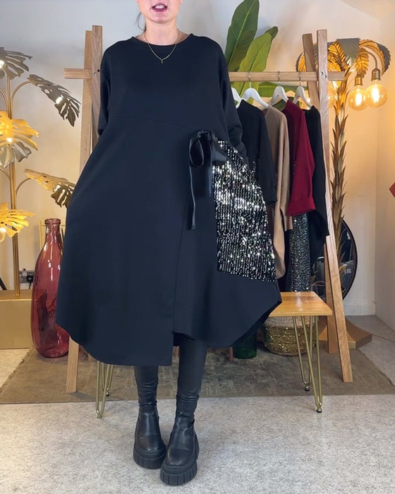Jurk Lange Mouwen Losse Pailletten