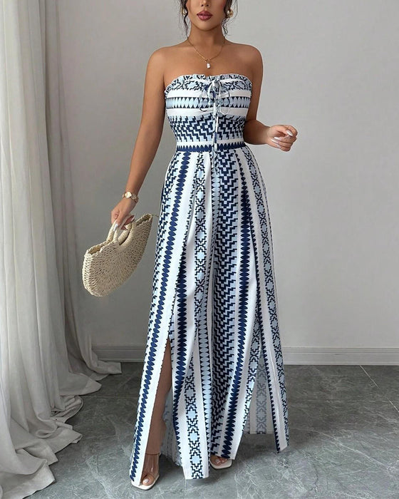 Jumpsuit Geometrisch Bandeau Split Breed Been