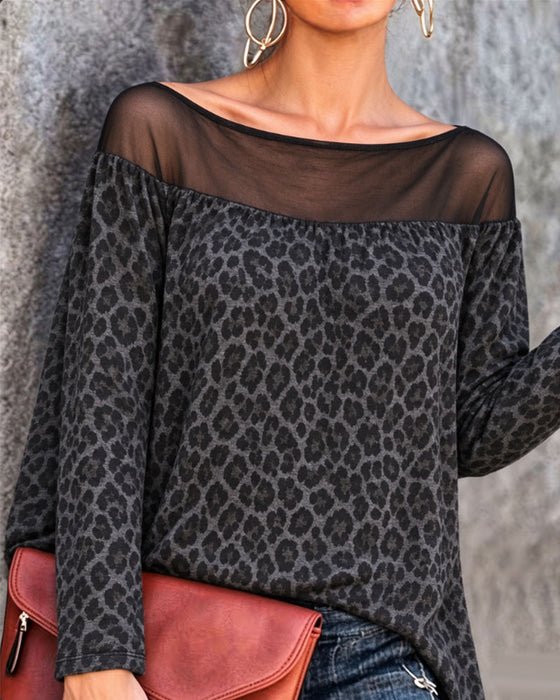 Top Luipaard Mesh Patchwork