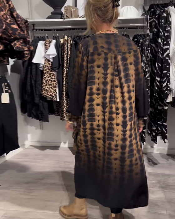 Jurk met V-hals en lange mouwen in kleurovergang