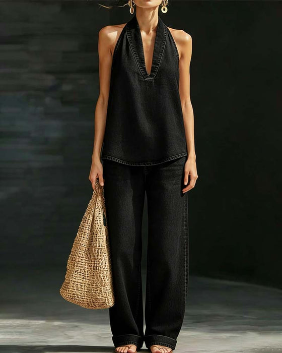 Set Mode Halterhals Denim