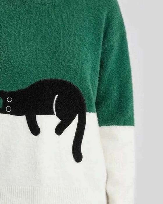 Trui Rondhals Contrastkleur Kat