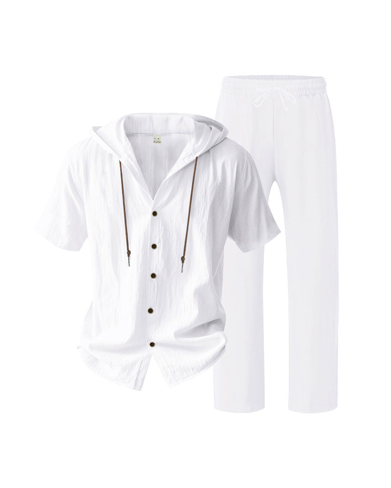 Heren Lichtgewicht Capuchon Tweedelig Set Voor Zomer Casual Wear