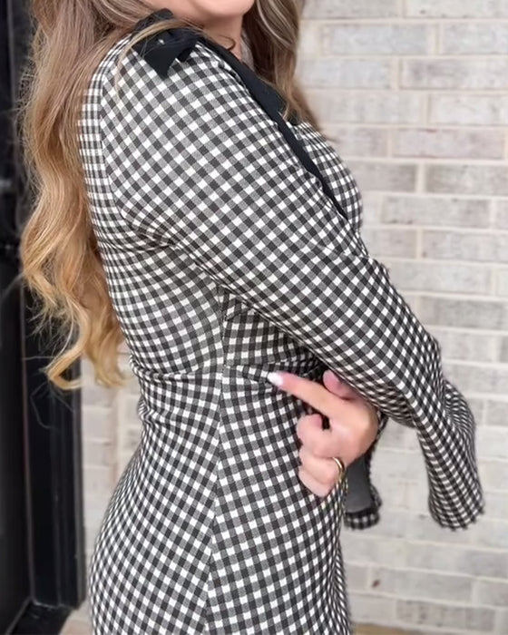 Jurk casual geruit ronde hals