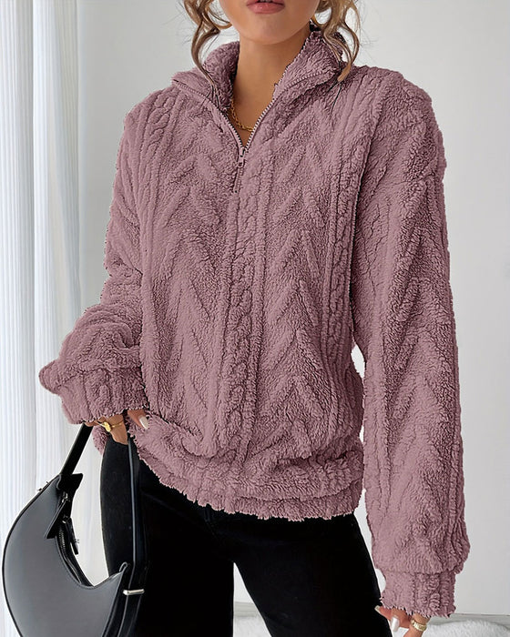 Sweatshirt Dubbelzijdig Fleece Halve Rits