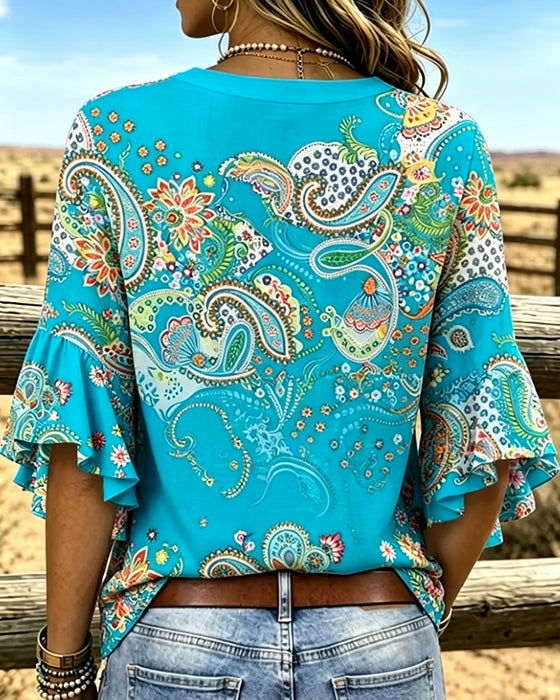 Blouse Met Knopen Ruchesrand
