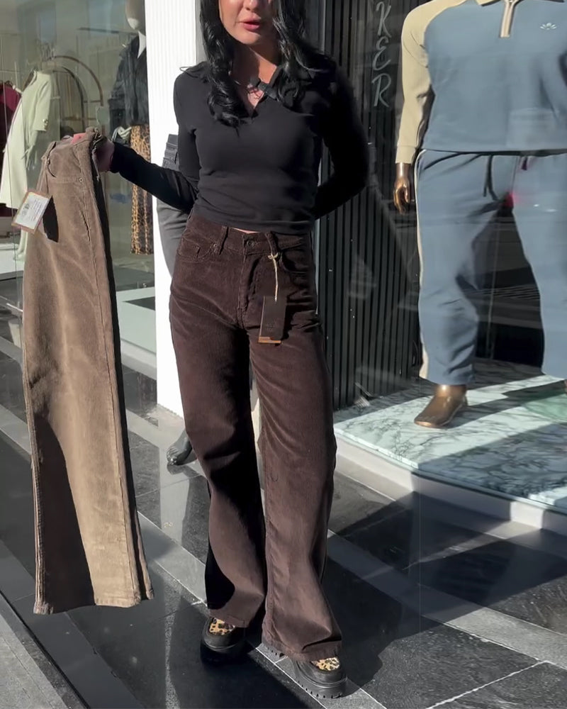 Broek Corduroy Casual Wijde Pijp