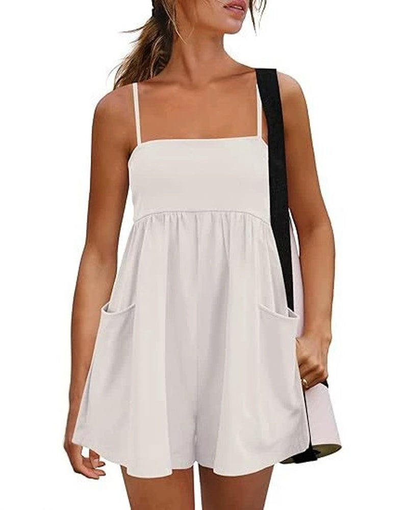 Jumpsuit Effen Kleur Bretels Breed Been