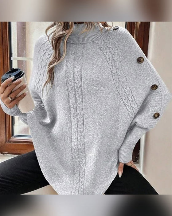Pullover Turtleneck Onregelmatig Kabel Knoop