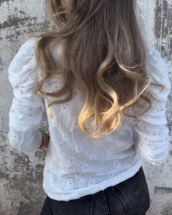 Blouse Met Puffmouwen En Cut-Out Details