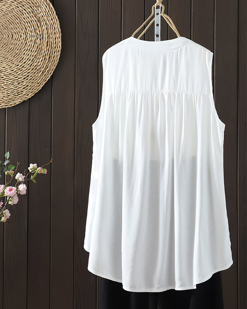 Tanktop Mouwloos Kleine V-Hals