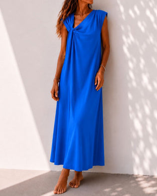 Jurk Asymmetrische Hals Twist Elegant Maxi