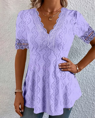 Blouse Kant V-Hals Uitgesneden