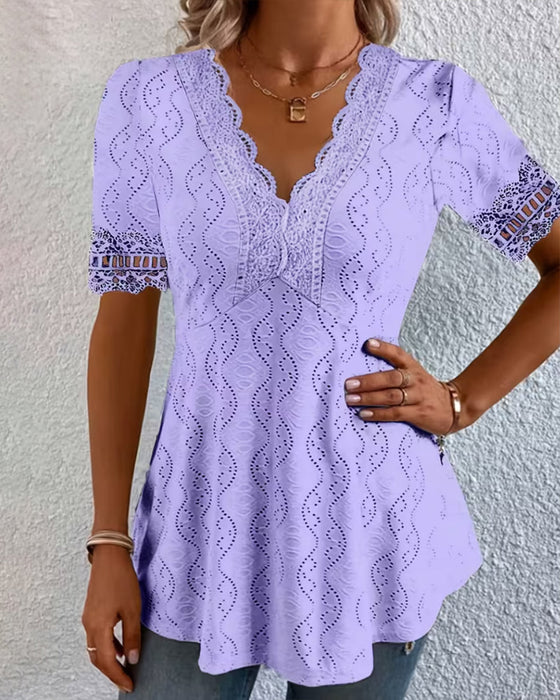 Blouse Kant V-Hals Uitgesneden