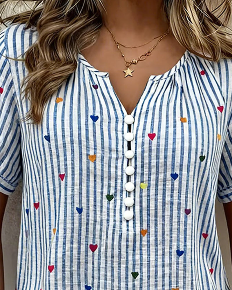 Blouse Puffmouwen Hartstreep