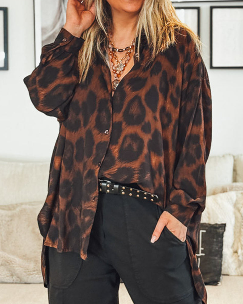 Shirt Luipaardprint Casual Langmouw