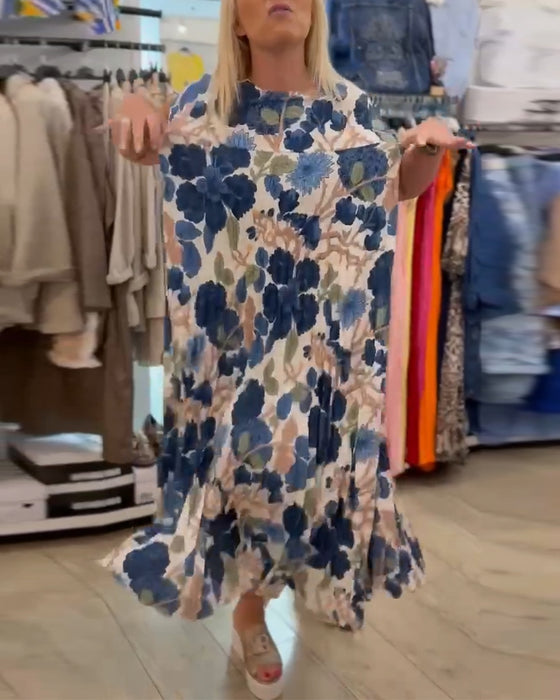 Jurk Ronde Hals Bloemenprint Elegant