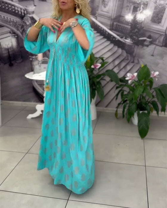 Jurk Losse Vakantieprint Taille Maxi