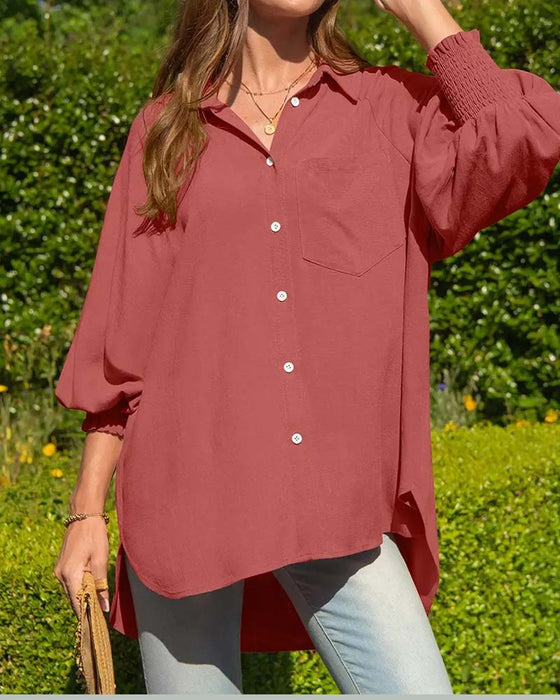Blouse Loszak Effen Elastische-Mouwboord