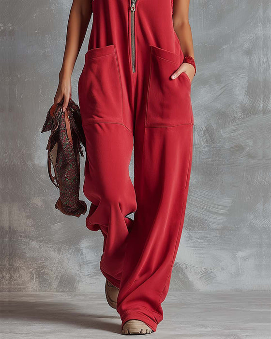 Jumpsuit Met Capuchon Mouwloos