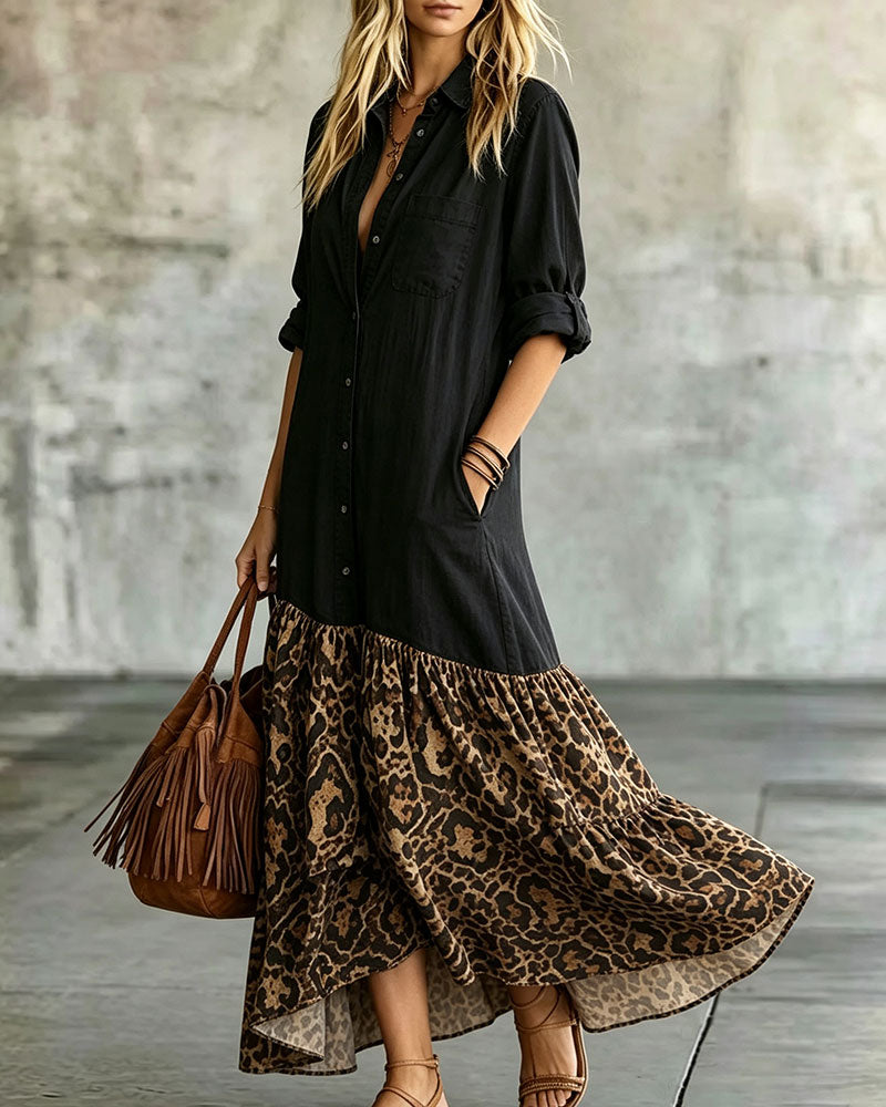 Jurk Met Geknoopt Revers In Luipaardprint