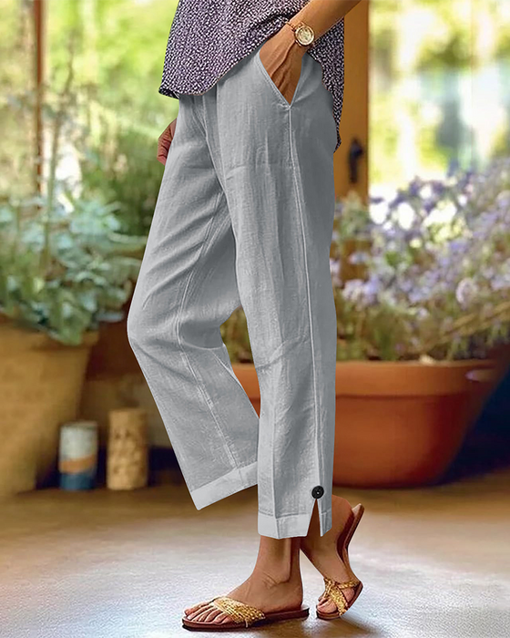 Broek Effen Rechte Pijp Casual
