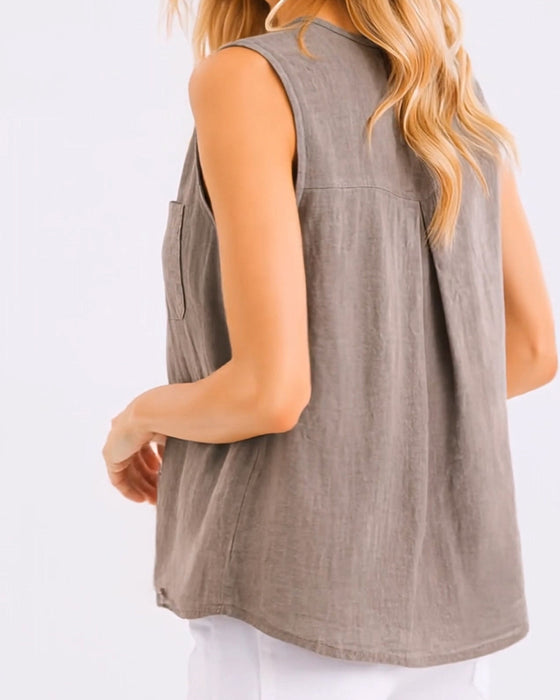 Tank Top Casual Knoop Mouwloos