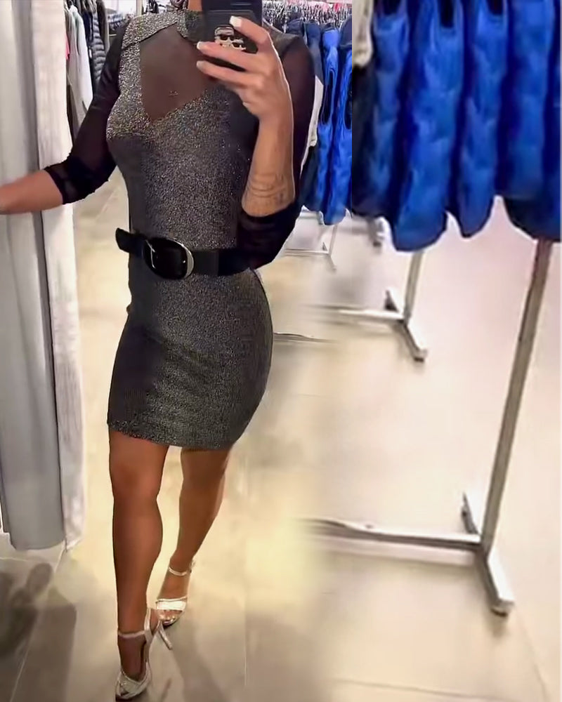 Elegante Effen Langmouwige Jurk