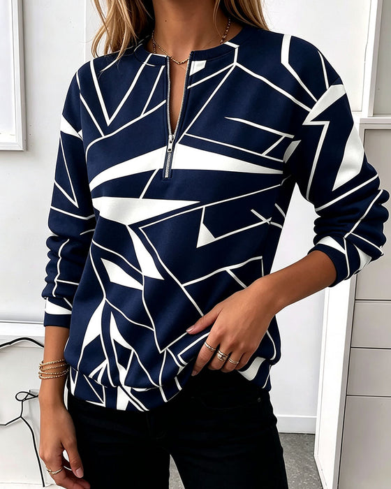 Sweatshirt Casual Rits Lange Mouw