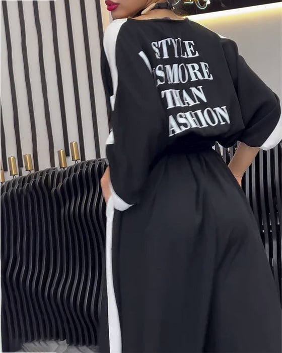 Pak V-Hals Onregelmatig Losse Broek