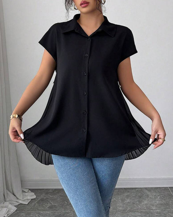 Blouse Met Kralen Chiffonpaneel Geplooid
