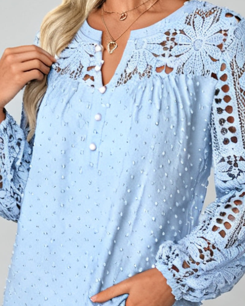 Blouse 3d Bloemen Opengewerkt Samengesteld