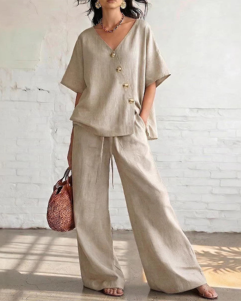 Tweedelig Set Effen Loose Fit Casual