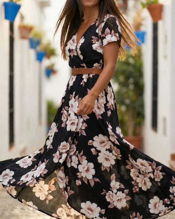 Jurk Bloemenprint Casual Korte Mouw