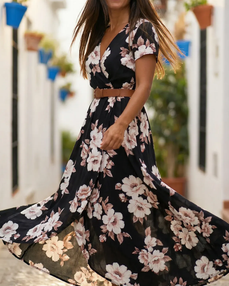 Jurk Bloemenprint Casual Korte Mouw
