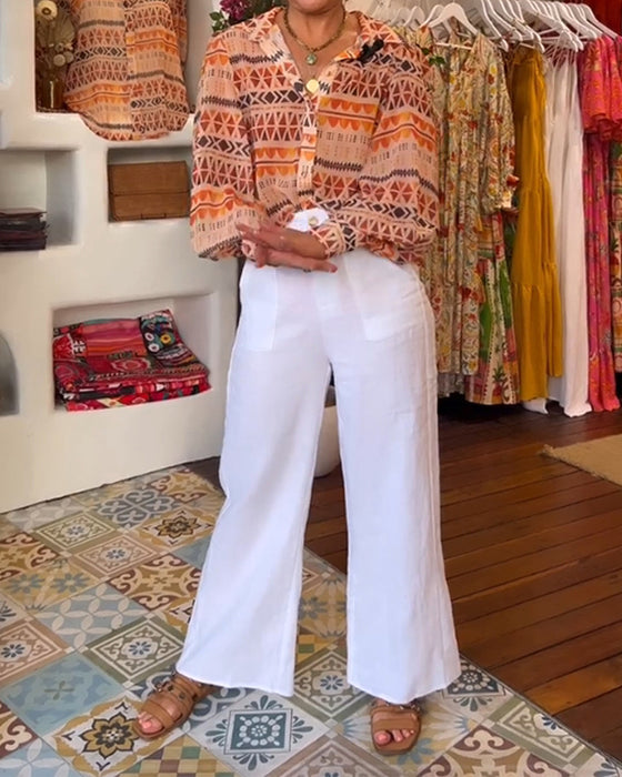 Overhemd met revers en retroprint