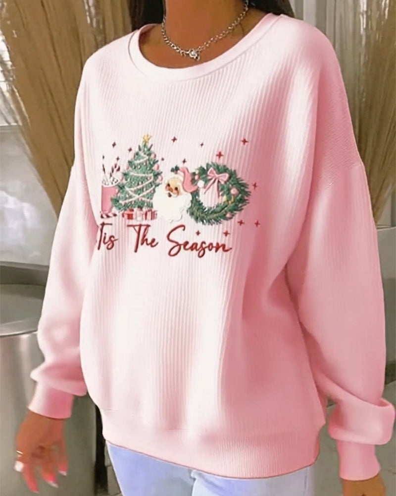 Langmouwige Sweatshirt Met Kerstmanpatroon