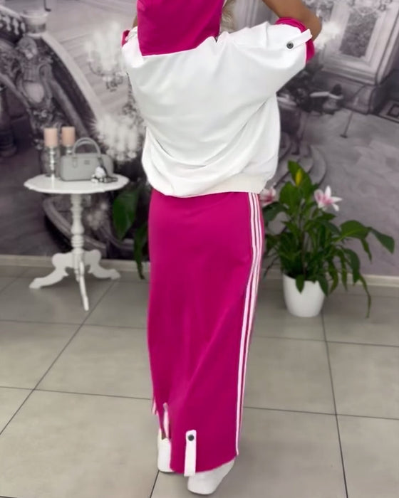 Set Met Capuchon Trekkoord Bedrukte Rok