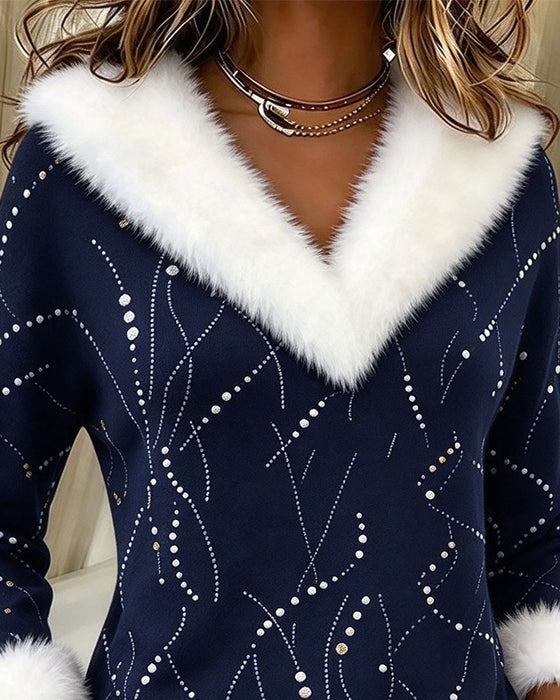 Top V-Hals Print Casual