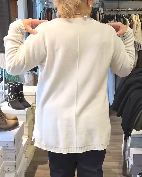 Trui Ronde Hals Effen Zak Loose