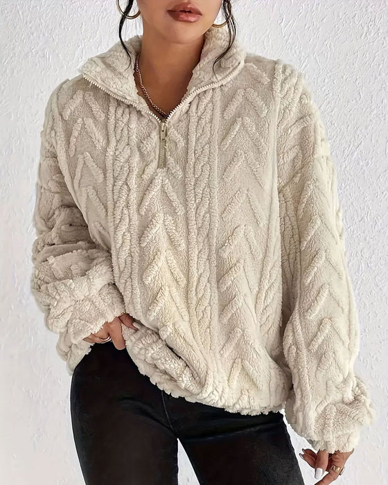 Sweatshirt Dubbelzijdig Fleece Halve Rits