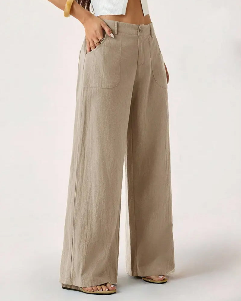 Broek Elastische Taille Zak Casual Wijd Pijp