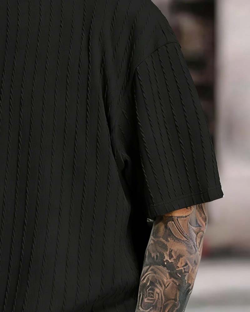 Herren Gestreept T-Shirt En Shorts Tweedelig Set