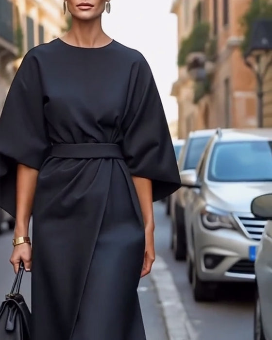 Jurk Met Elegante Lantaarnmouwen En Riem