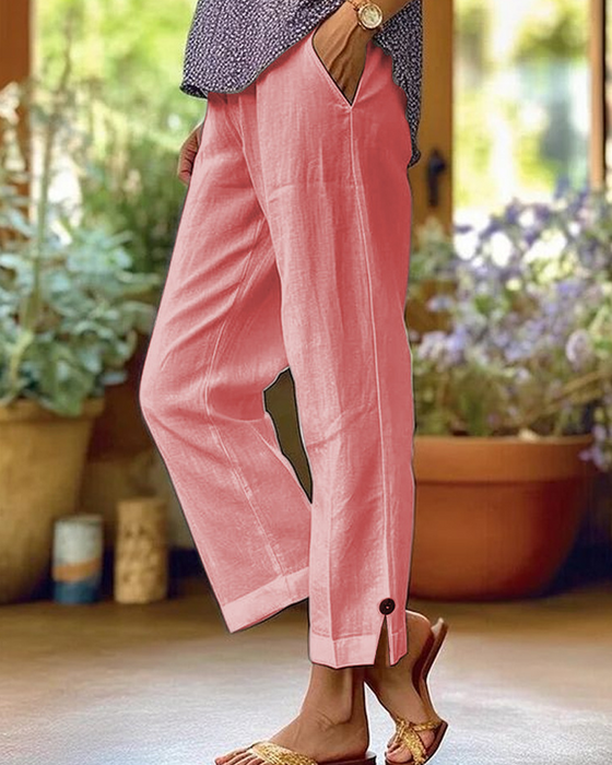 Broek Effen Rechte Pijp Casual