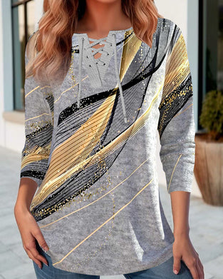 Creatieve gestreepte top met print