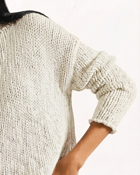 Pullover Ronde Hals Kort Lange Mouw Effen