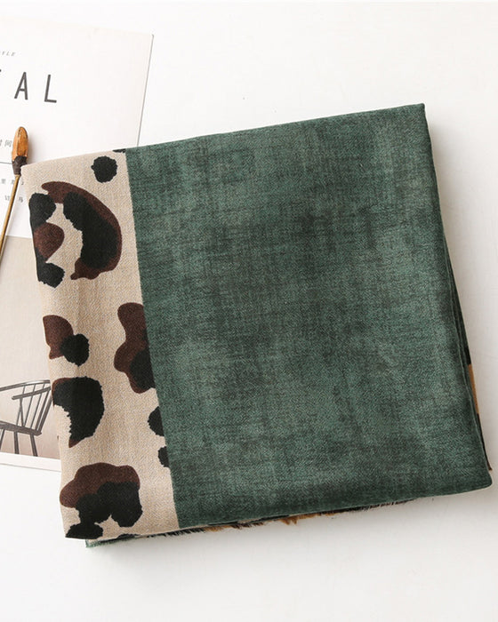 Dames Sjaal Luipaard Patchwork Print Franje Omslagdoek